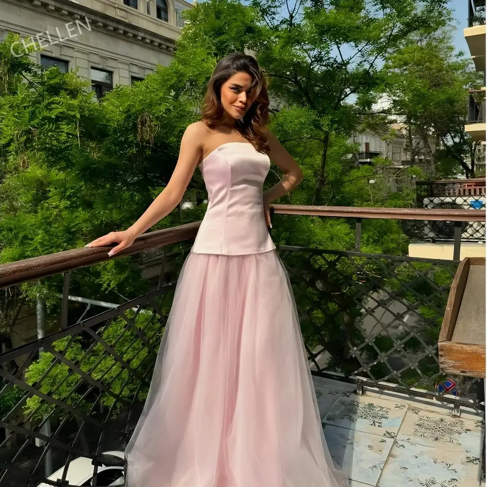 

Customization Pink Strapless Prom Dresses فساتين للمناسبات الخاصة Two-Piece Set vestidos de festa