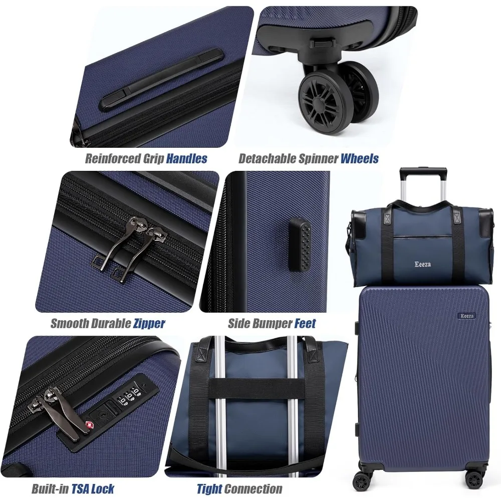 حقائب صلبة قابلة للتوسيع مع عجلات قابلة للفصل، مجموعة أمتعة خفيفة الوزن معتمدة من شركة الطيران، 22 × 14 × 9 بوصة للسفر #6
