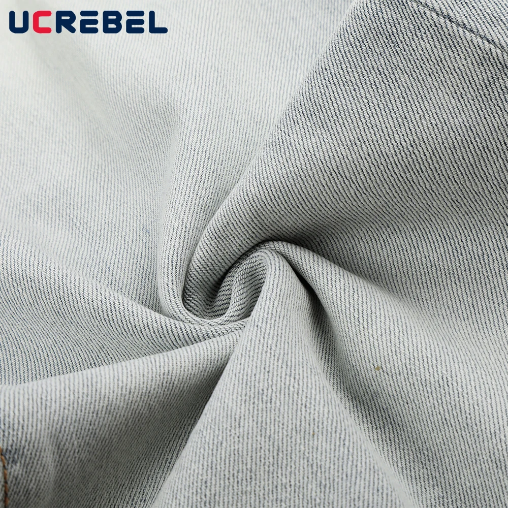 Gradient Washed Distressed Jeans Mens Retro Dip Dye Baggy Casual Flared Whisker Denim Pants Man