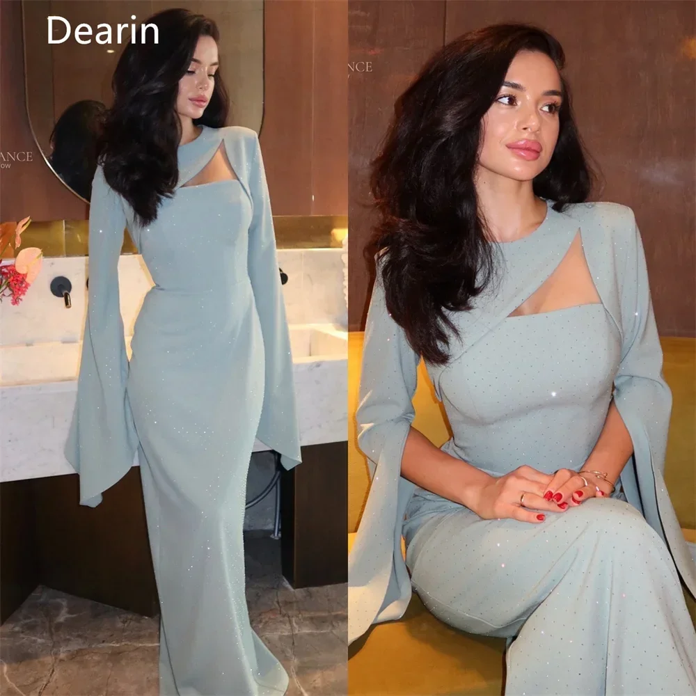 

Formal Dress Saudi Arabia Dearin Scoop Neckline Column Floor Length Sequin Skirts Pearl Hugging Bespoke Occasion Dresses Prom Ev