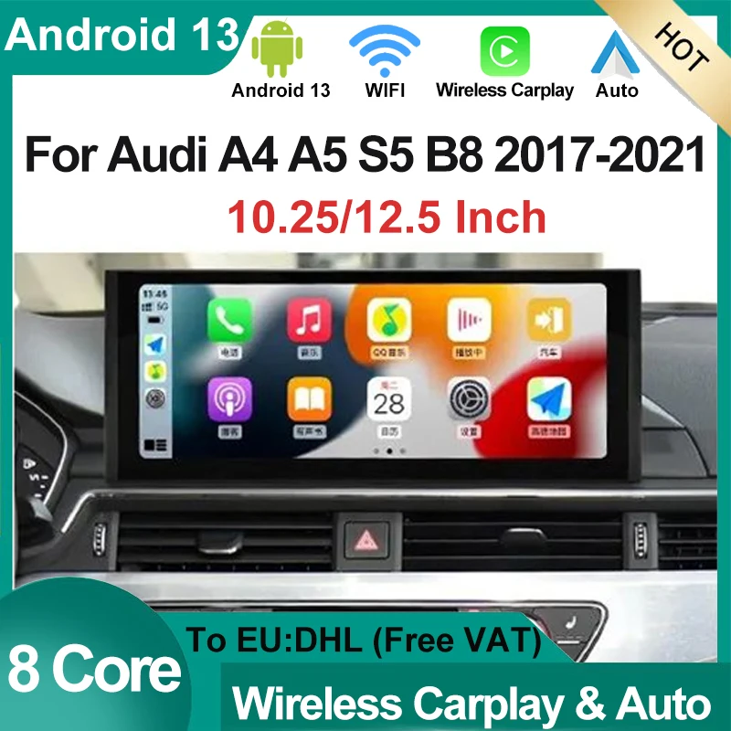 Android 13 System Car Multimedia Player For Audi A4 B9 A5 2017-2021 SIM USB Wireless Carplay Auto WIFI Google GPS Touch Screen