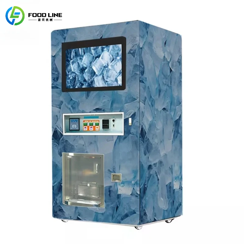 

24 Hours Service Auto Bagging Ice Maker Vending Machine Ice Cube Automatic Vending Machine With Refrigerator Support Customized
