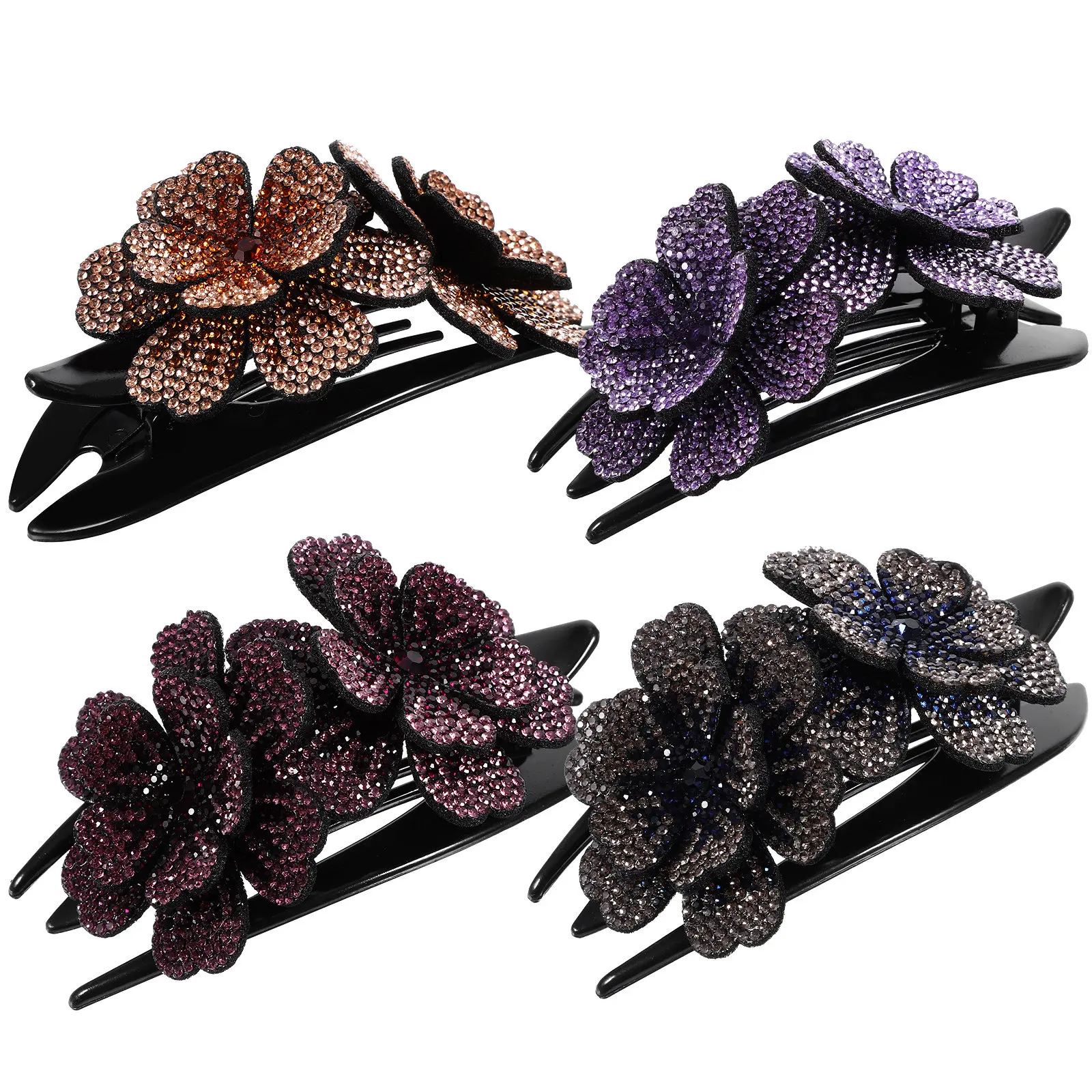 

4Pcs Duck Billed French Hair Clips Rhinestone Studded Claw Clips Fashion Hair Accessories for Women Styling French Clip