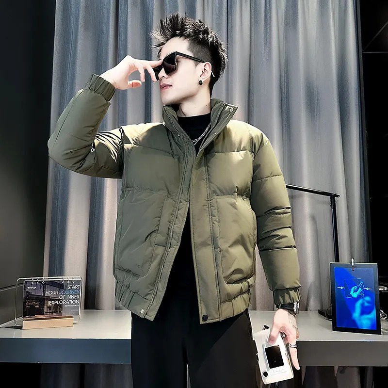 

Мужская утепленная хлопковая куртка Slim Fit, повседневная верхняя одежда, размер XS, с воротником-стойкой, молодежная модная модель