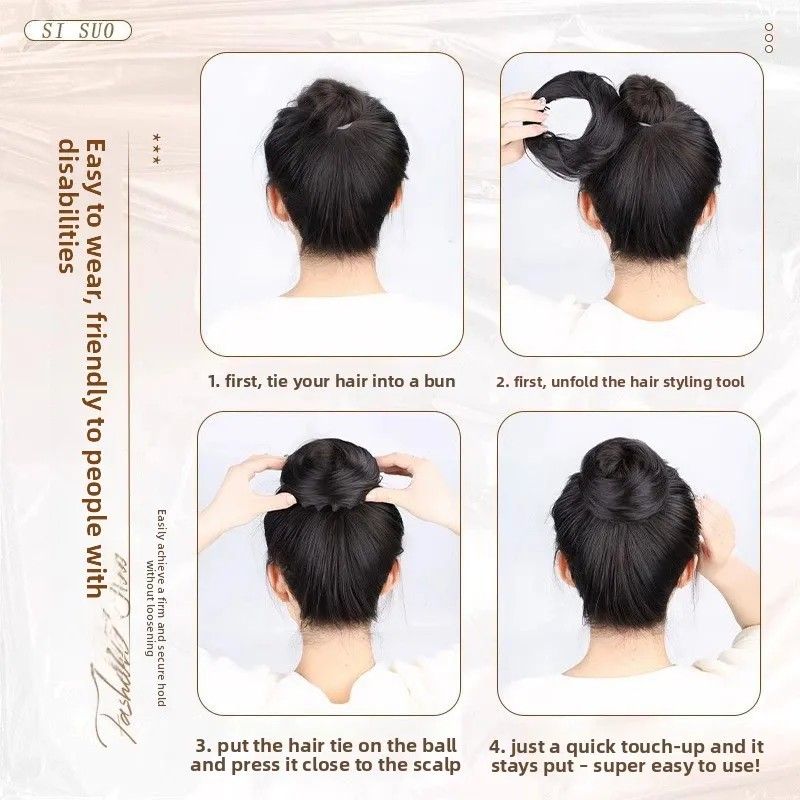 الاصطناعية عش الطيور كعكة رئيس شعر مستعار Chignon الفرقة الشعر التمديد مطاطا Scrunchie للنساء الآسيوية زيادة الشعر بسرعة #4