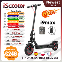 iScooter i9max Electric Scooter 36V 10Ah 500W 30-40km Range Dual Suspension 15-35km/h Speed 10 Inch Tire Kick e Scooter with App