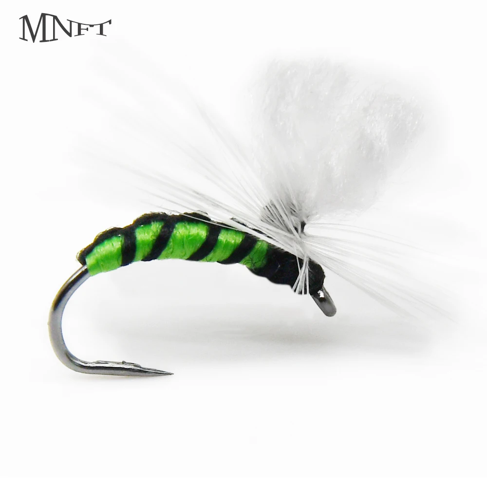 MNFT 6PCS May Fly Green Body White Wing Caddis Forellenfliegen Fliegenfischen Köder Köder Haken Größe # 11