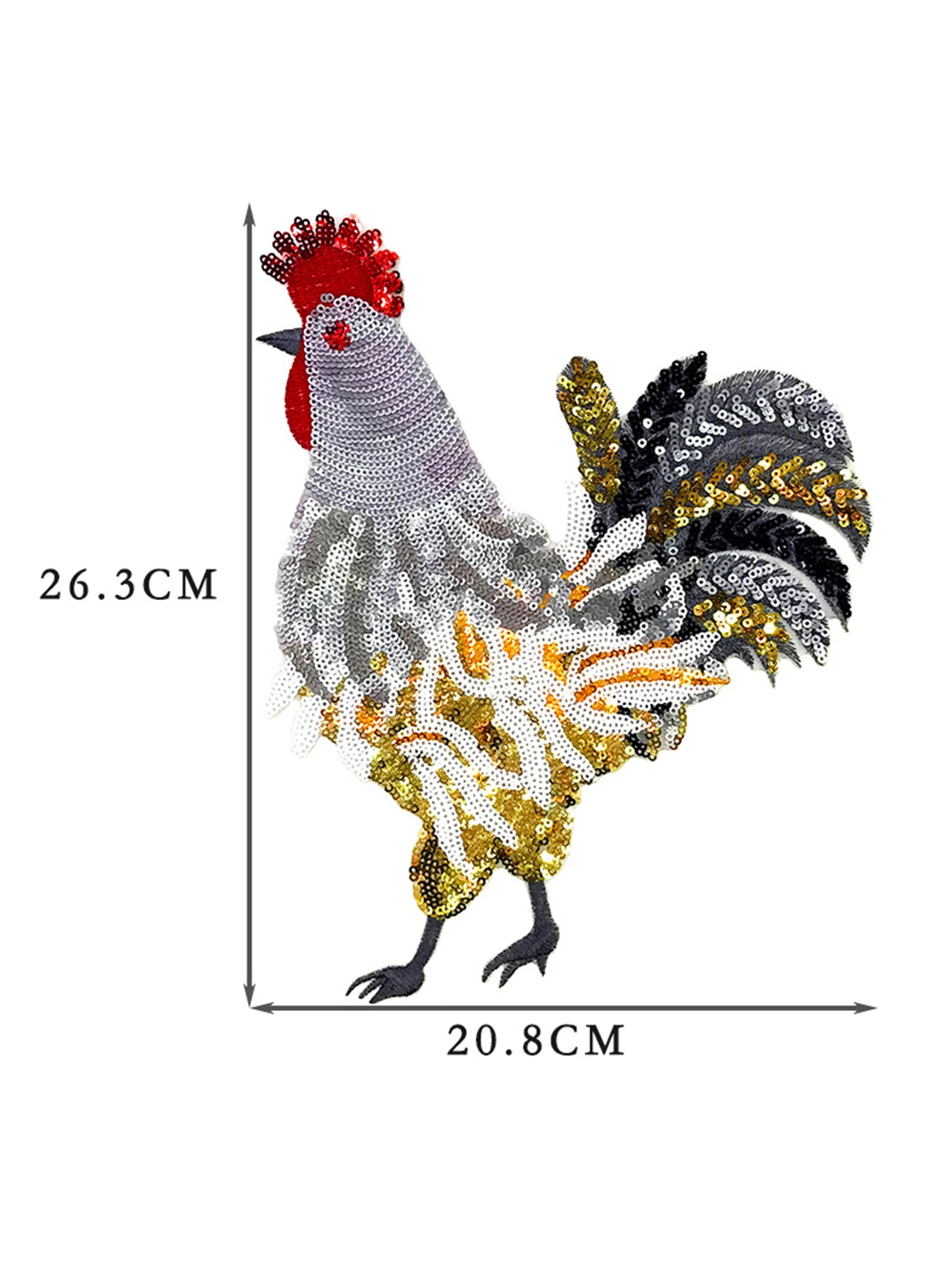 1 Piece Delicate Sequins Rooster Design Patch Fashion Shining Sew On Patch for Clothes Accessories
