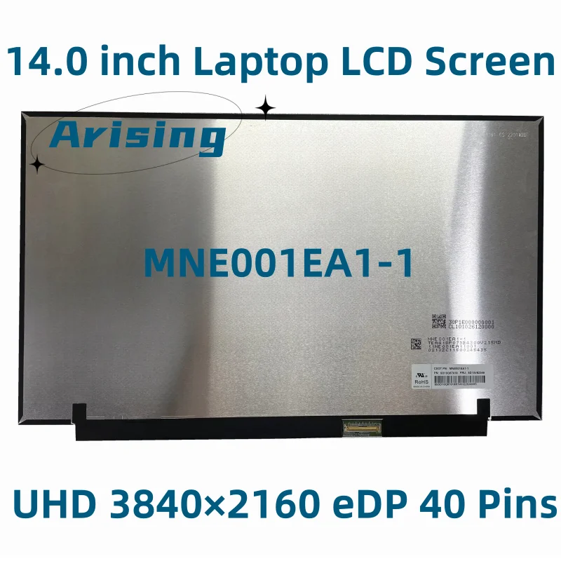 

MNE001EA1-1 14.0" Laptop LCD Screen Display Panel 3840*2160 EDP 40 Pins Fru: 5D10V82349 IPS