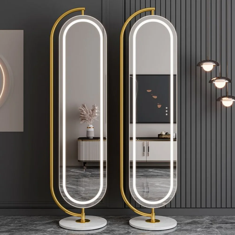 LED Full Length Mirror 360 Rotating Floor Mirror with Lights Touch Dimming Dressing Mirror Storage Stand Bedroom image 5