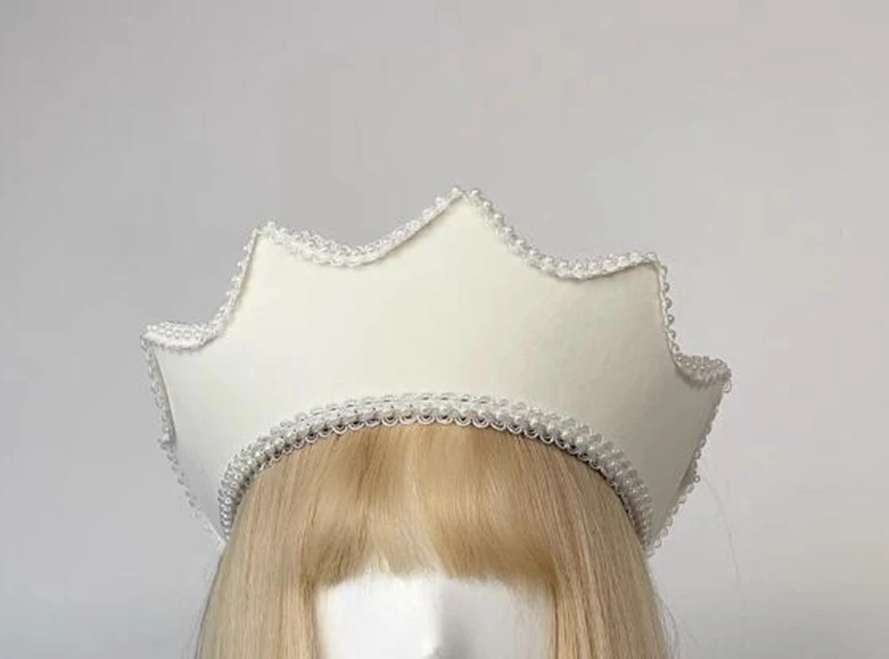 Medieval Elizabethan Tudor Crown Headpiece Royal French Mary Queen Women Cosplay Accessories Hood Coronet Headband