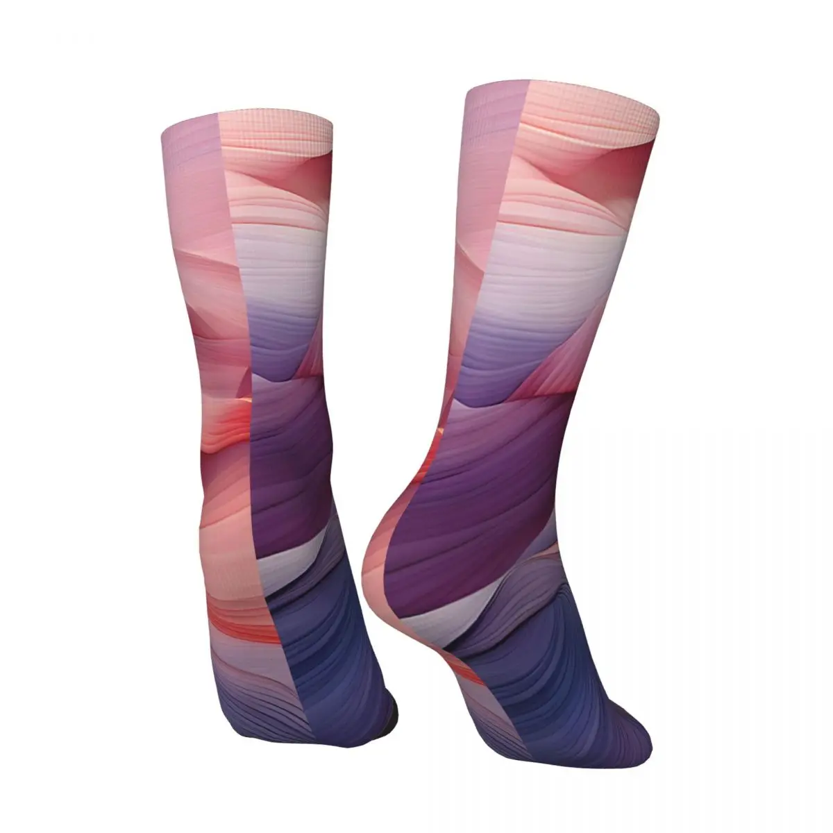 Sculpted Color Waves In Motion Men's Socks Retro Harajuku Street Style Novelty Pattern Crew Sock