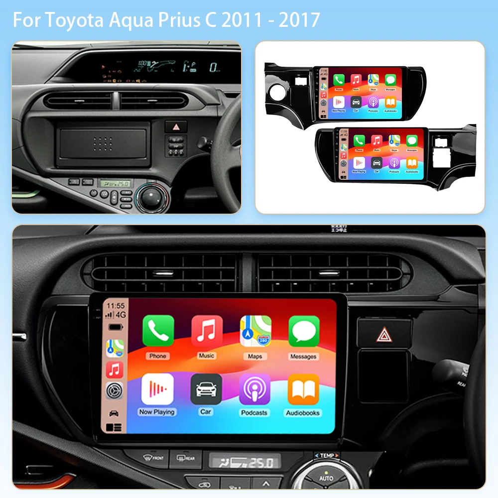 Android 16 Carplay 4G WIFI Car Radio For Toyota Aqua Prius C 2011-2017 Navigation GPS Multimedia Video Player 2Din DVD Stereo BT