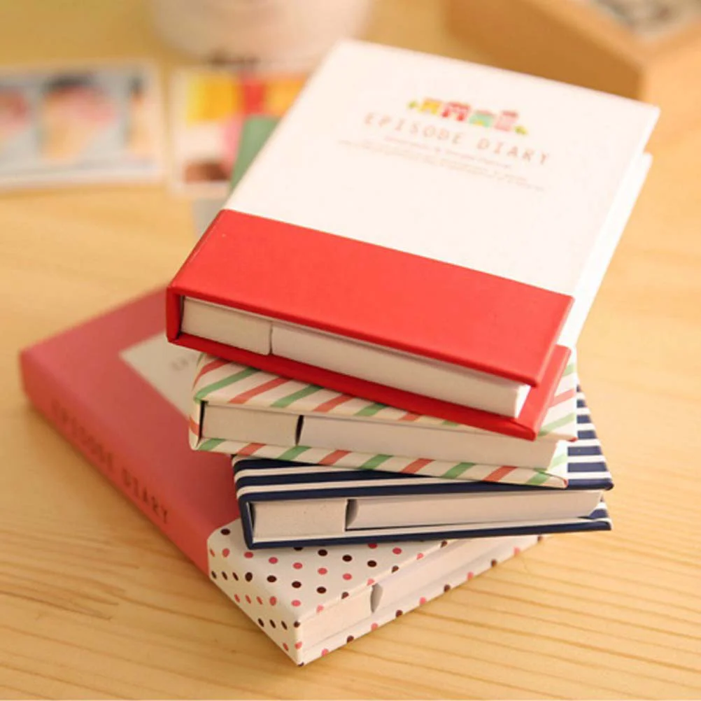 Creative Hardcover Notepads Posted Notebook Bookmark with Pen (Random Color) color stickers