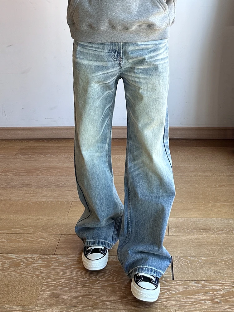 

Thiened American Sle Men's Jeans Fall Winter Straight Leg CleanFit Flared Denim Pants Youth Winter Faion Classic Waed