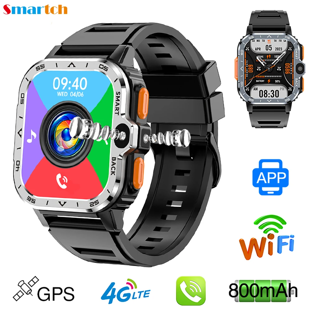 New 2.03 Inch 4G Video Call RAM 4GB ROM 64GB HD Camera Sim Card  Wifi GPS Smart Watch Sport Heart Rate NFC Blue Tooth Smartwatch