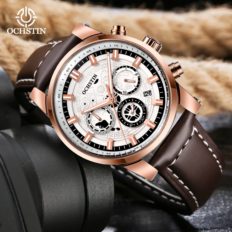 Ochstin 2024 남성용 방수 쿼츠 시계, 다기능 쿼츠 무브먼트, 야광 시계, 새로운 패션