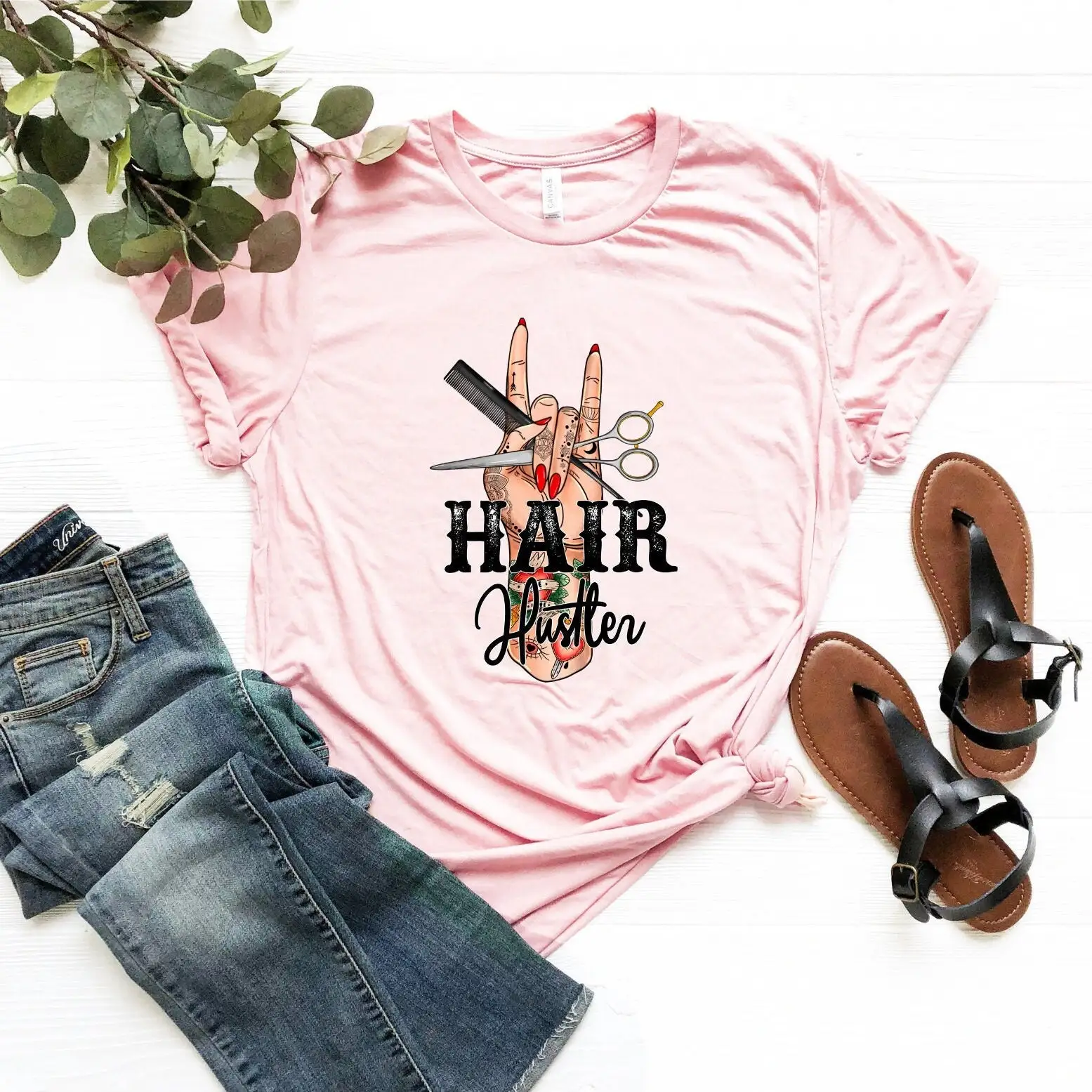 Hair Hustler T Shirt Hand Stylist Barbershop Cosmetology For