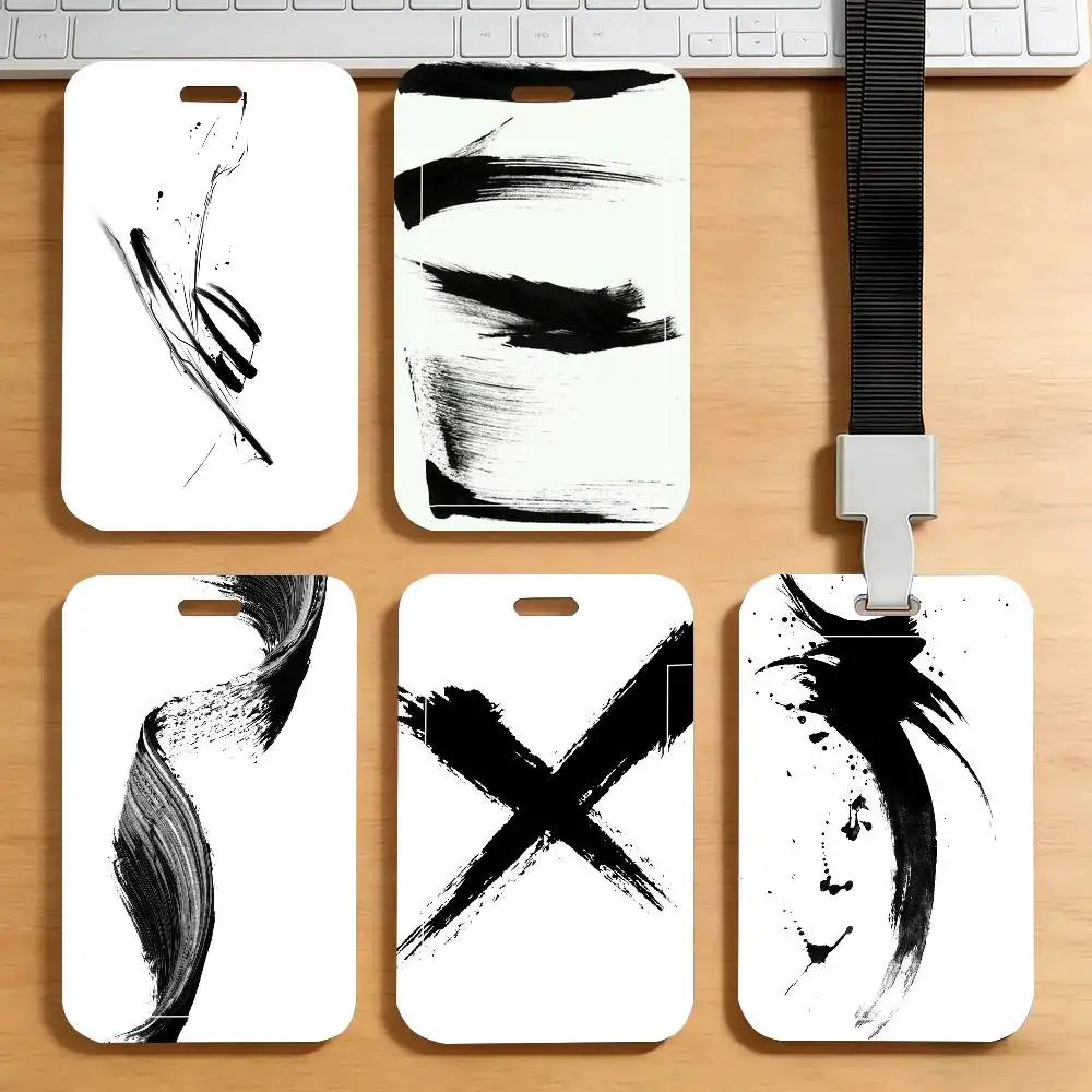 Brush Strokes Black Lanyard Card Holders Student Meal Cards And Campus Ids School