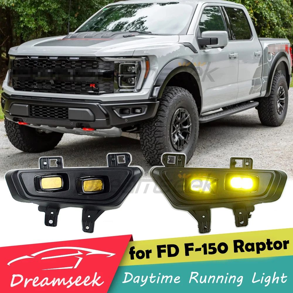 

Светодиодные дневные ходовые огни DRL для Ford F-150 Raptor 2021 2022 2023 2024 2025 Противотуманные фары белого/желтого дальнего света переднего бампера