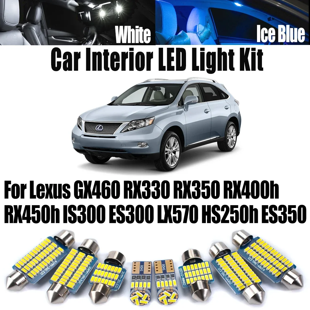 Canbus For Lexus GX460 RX330 RX350 RX400h RX450h IS300 ES300 LX570 HS250h ES350 Car Bulbs LED Interior Reading Trunk Light Kit