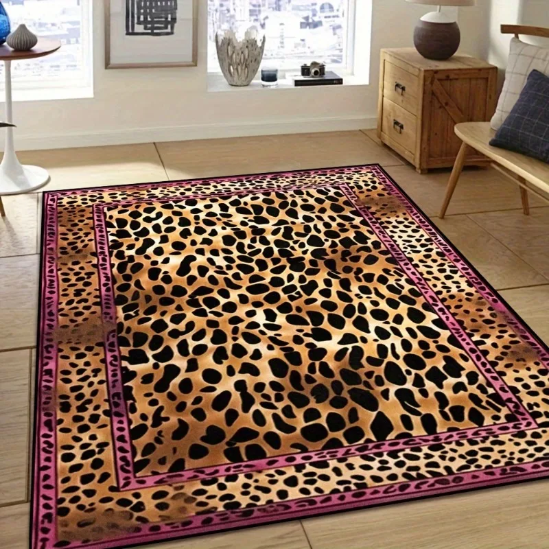 

Classic Leopard Print Living Room Area Mat, Office Large Mat, Machine Washable Floor Mat, for Bedrooms, Outdoors, Room Supplies