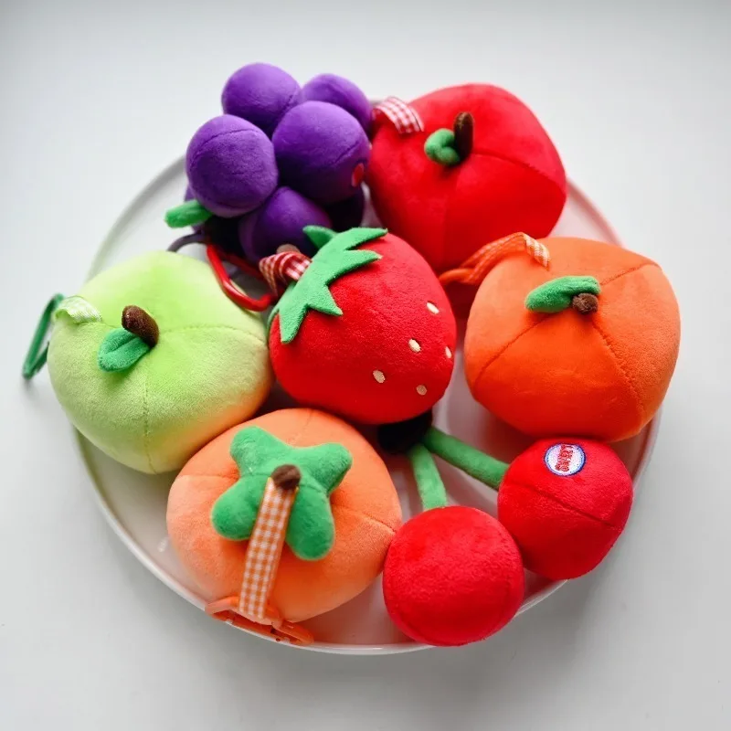 Soft Strawberry Plush Keychains Cute Red Apple Christmas Pendant Cartoon Fruit Doll Knapsack Decor Creative Gifts for Child
