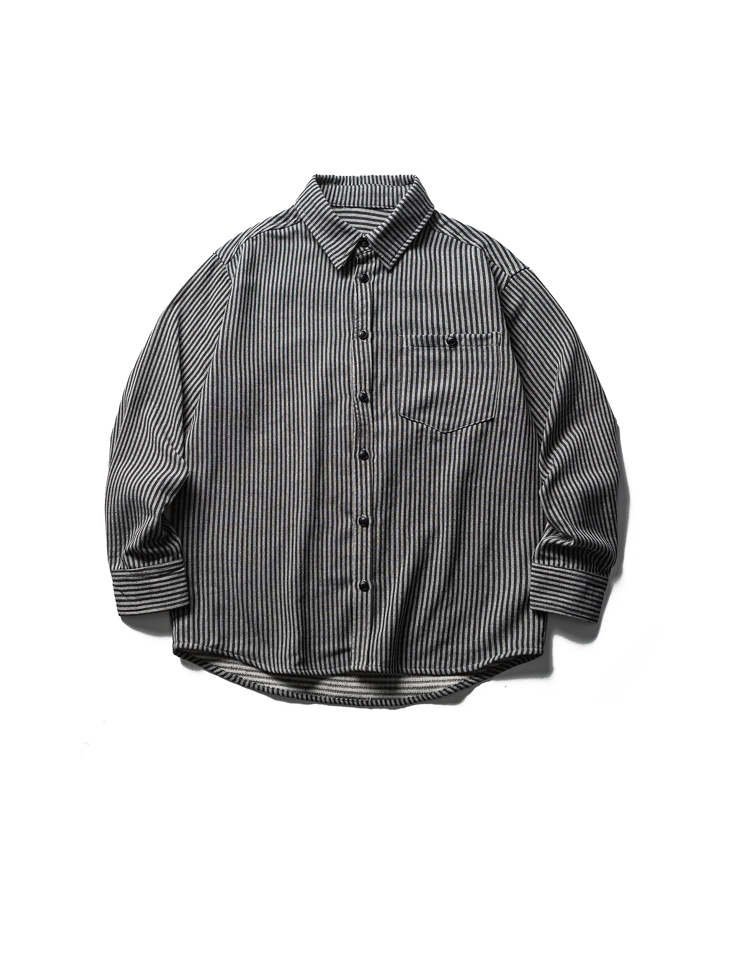 

American Retro Striped Long Sve irt Men's Casual Loose Collar Outerwear Spring Season Polyester Cotton Blend