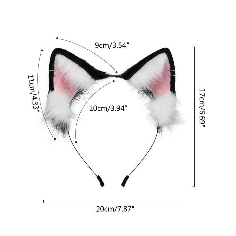 Lolita Wolf Dog Cat Ear Hair Hoop Anime Cosplay Plush Hairband Women Multi Color Carnival Party Headpiece Costume Props Headband