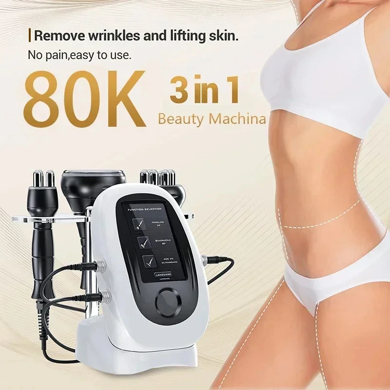 80K Cavitation Ultrasonic Body Slimming Machine Multi-Polar Anti-Wrinkle Rejuvenation Skin Lift Tighten RF Tool