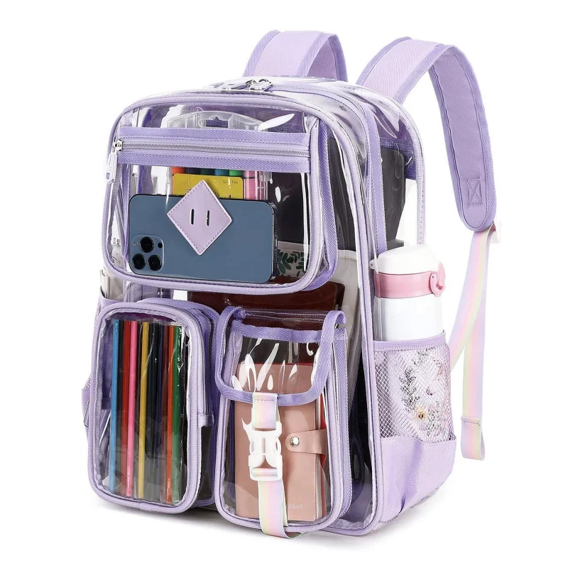 

Clear Backpack for Girls Women Heavy Duty Transparent Bookbag School Backpack with Mesh Pockets Stadium Approved See Through