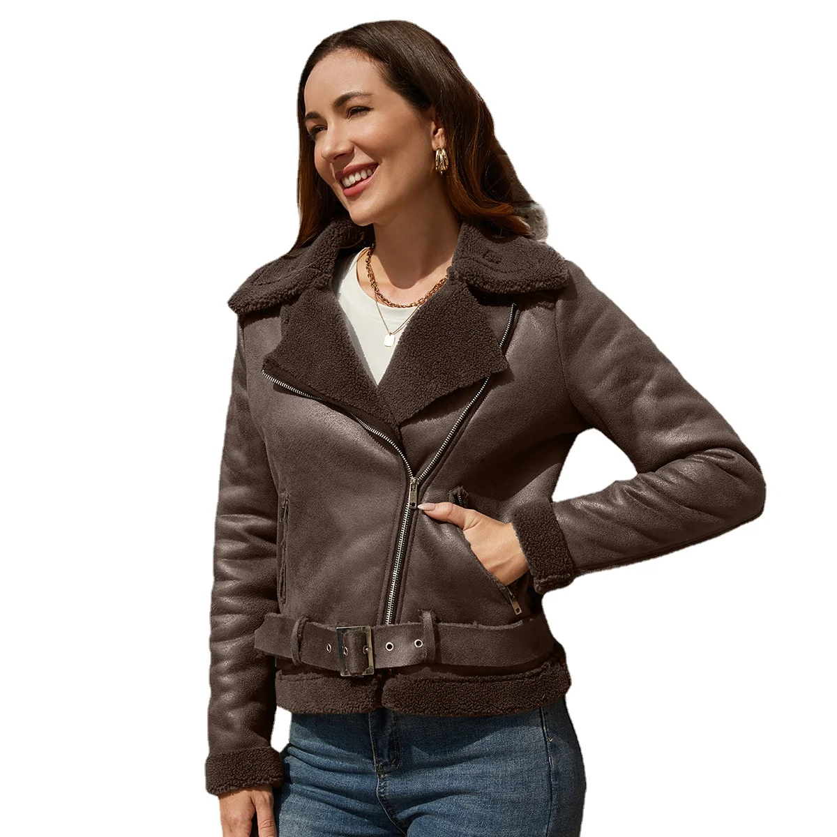 Chaqueta corta ajustada de manga larga para mujer, abrigo con cuello tipo Polo, novedad de otoño e invierno, 2024