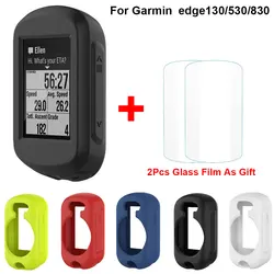 (2+1) TPU Silicone Screen Protective Cover + Tempered Glass Film For Garmin Edeg 830 530 Anti-fall Watch Soft Case Cover