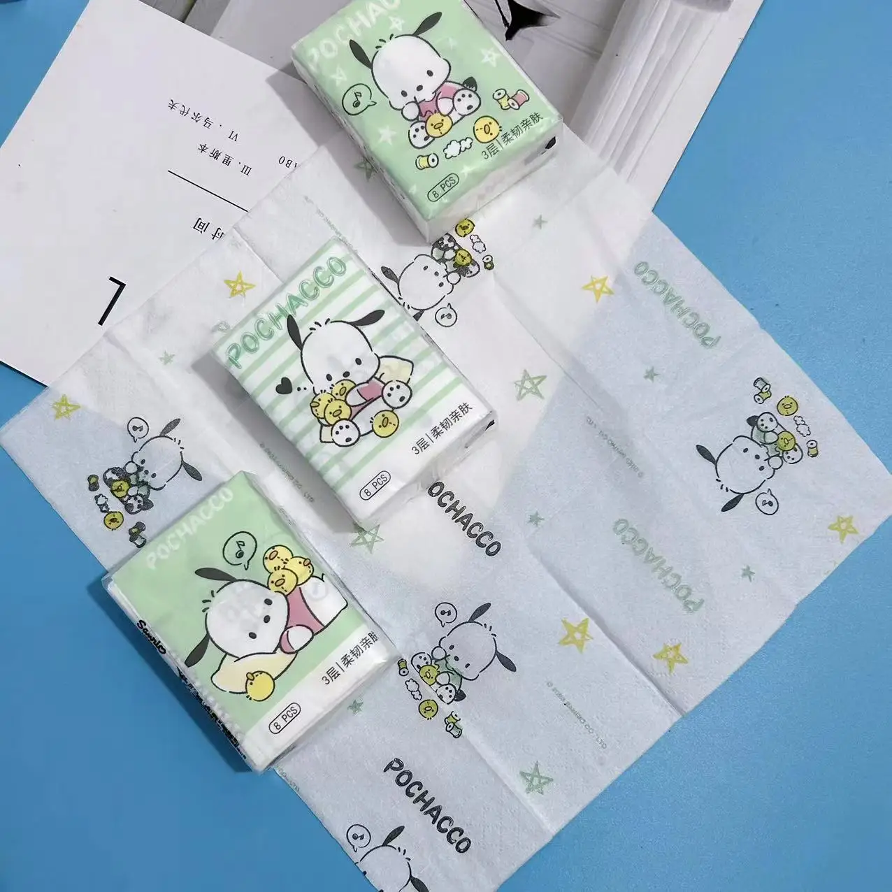 9 sztuk chusteczka z kreskówek Kawaii HelloKittys Pochacco kreskówka drukowana chusteczka ładna dziewczyna przenośny papier toaletowy dziewczęcy