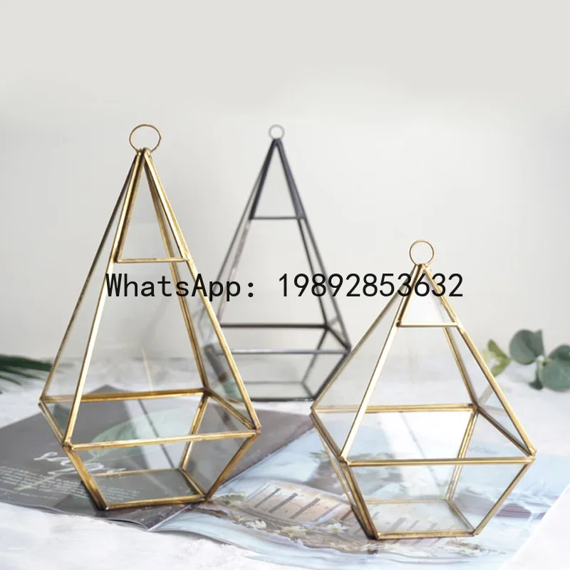 

QQ glass Geometric shape vase succulent plants Everlasting flower Home Decoration Flower terrarium glass containers flower vase