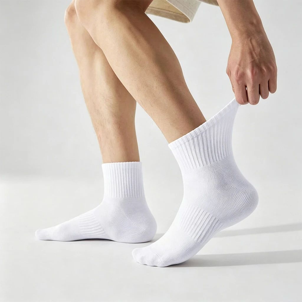 1/3/5/10 Pairs Men Cotton Socks Breathable Sport Athletic Crew Socks Black White High Elasticity Mid Tube Business Casual Male Socks