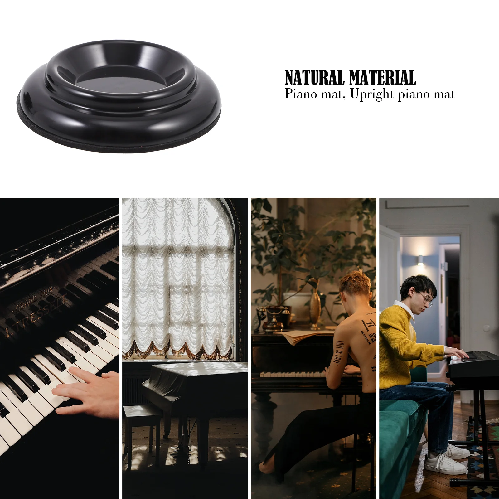 4 قطعة منصات القدم البيانو الأسود عدم الانزلاق سميكة الحصير عزل الصوت البيانو المذرة وسادة الطابق حامي وسادة عزل الصوت #4