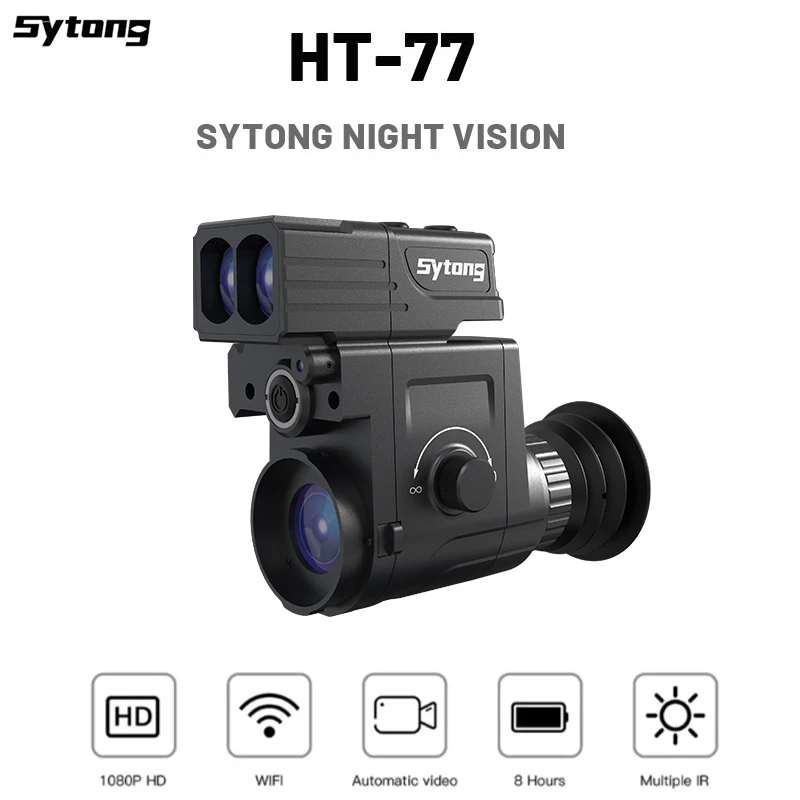 

Sytong HT-77 Night Vision Device with Rangefinder IP67 Add on Aiming Rifle Scope App WIFI Live Image Transmission for Hunting