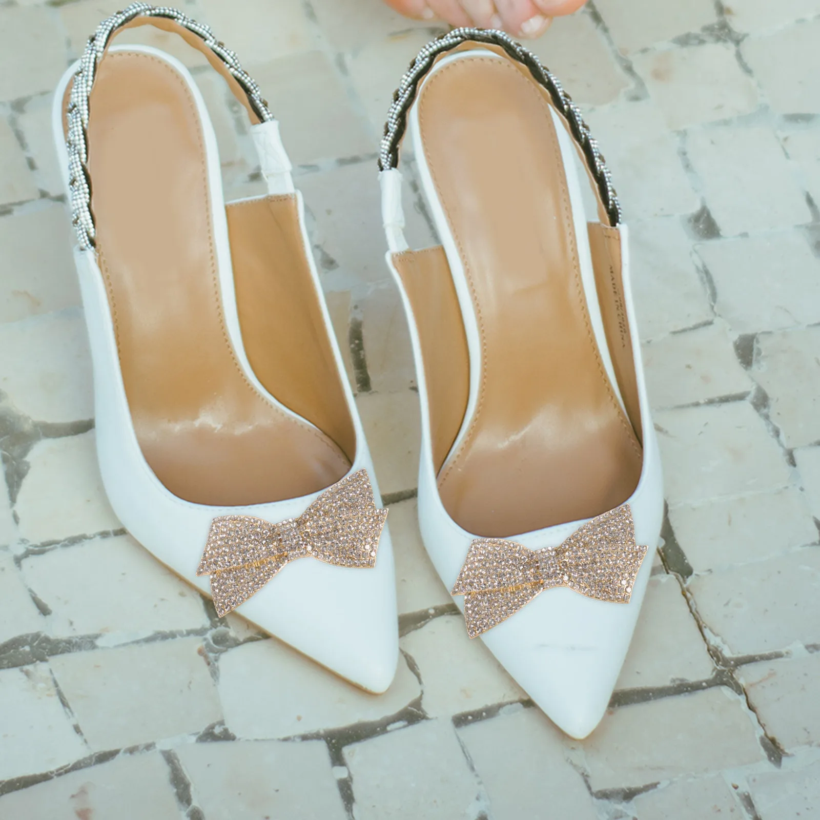 

2 Pcs Bow Shoe Buckle Rhinestone Shoes Tie Embellishment Accessories Accessory Brooches Clip for Women