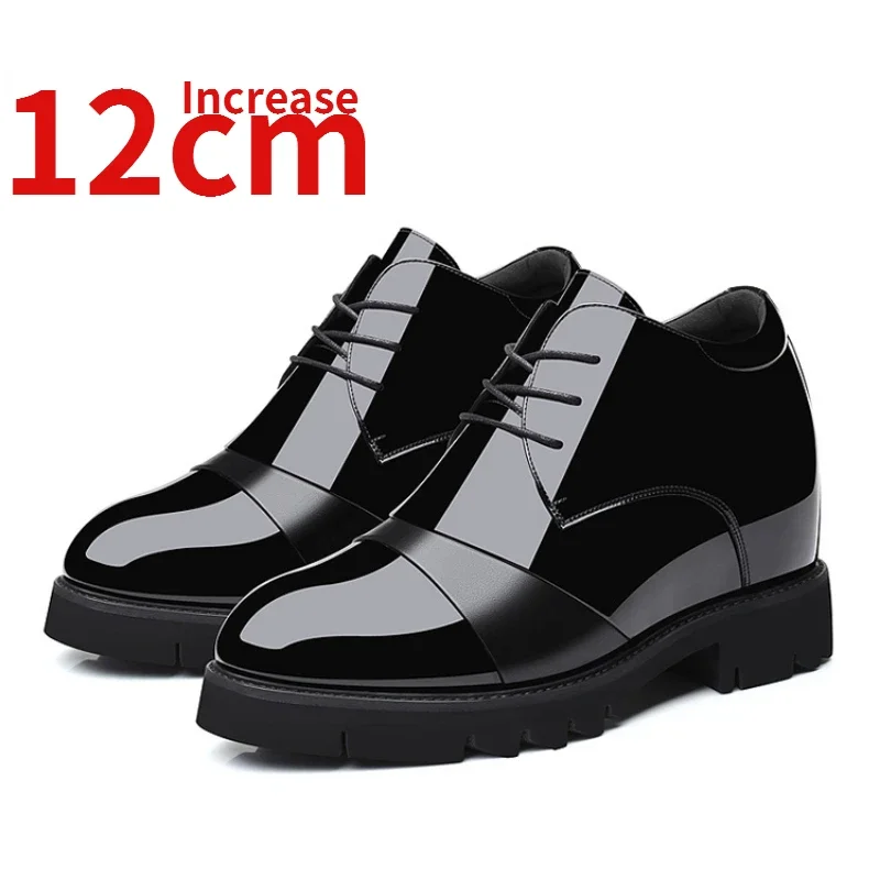 Hand-stitched Leather Shoes Men's Genuine Leather Height-increasing Shoes 12cm Business-increasing 8 Cm Men's Elevator Shoes New