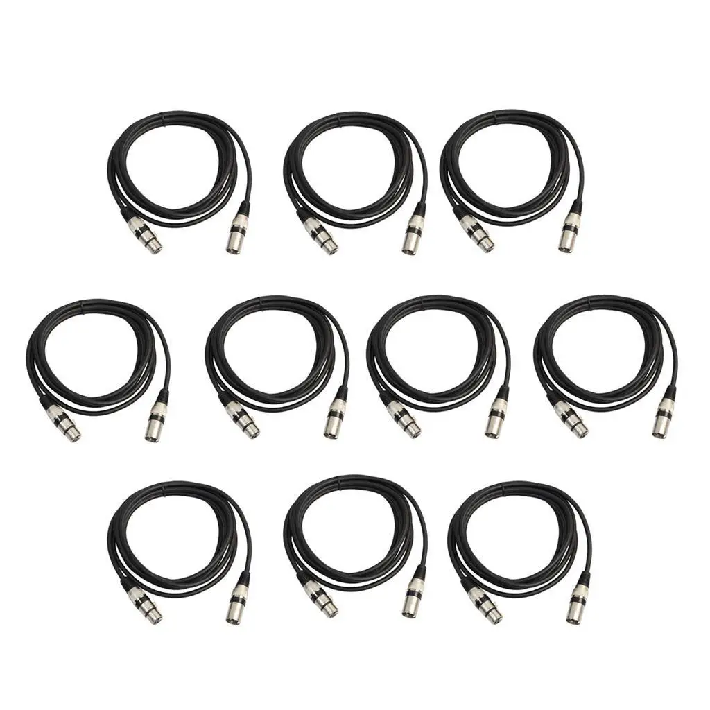10pcs Beautiful And Durable DMX Signal Cable XLR Male To Female Cable 9.84ft