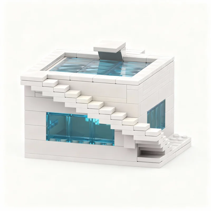 193pcs MOC Outdoor Small Swimming Pool Model Building Blocks Christmas Gift Toy Construction Craft Art 3D Idea Display Creative