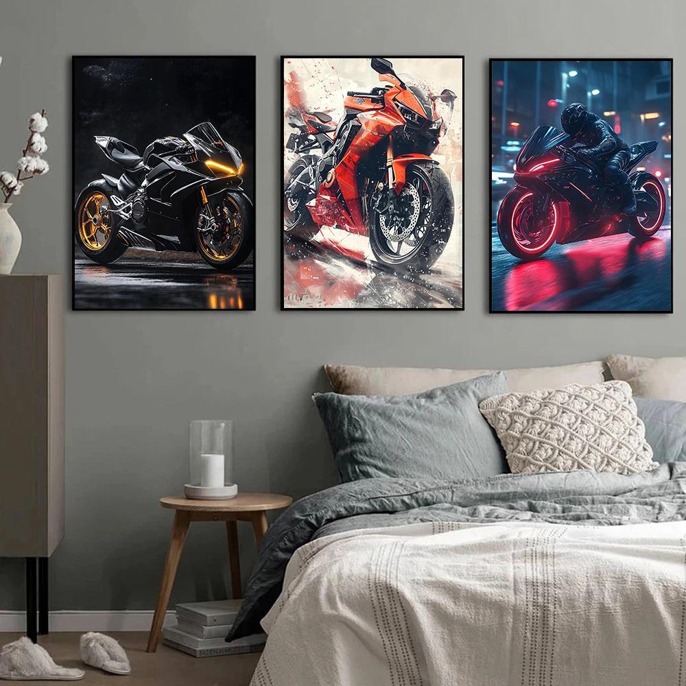 Fantastic Superbike Motorcycle Sportbike Racing Bike Photography Poster Canvas Painting Wall Art Pictures Home Decor Gift