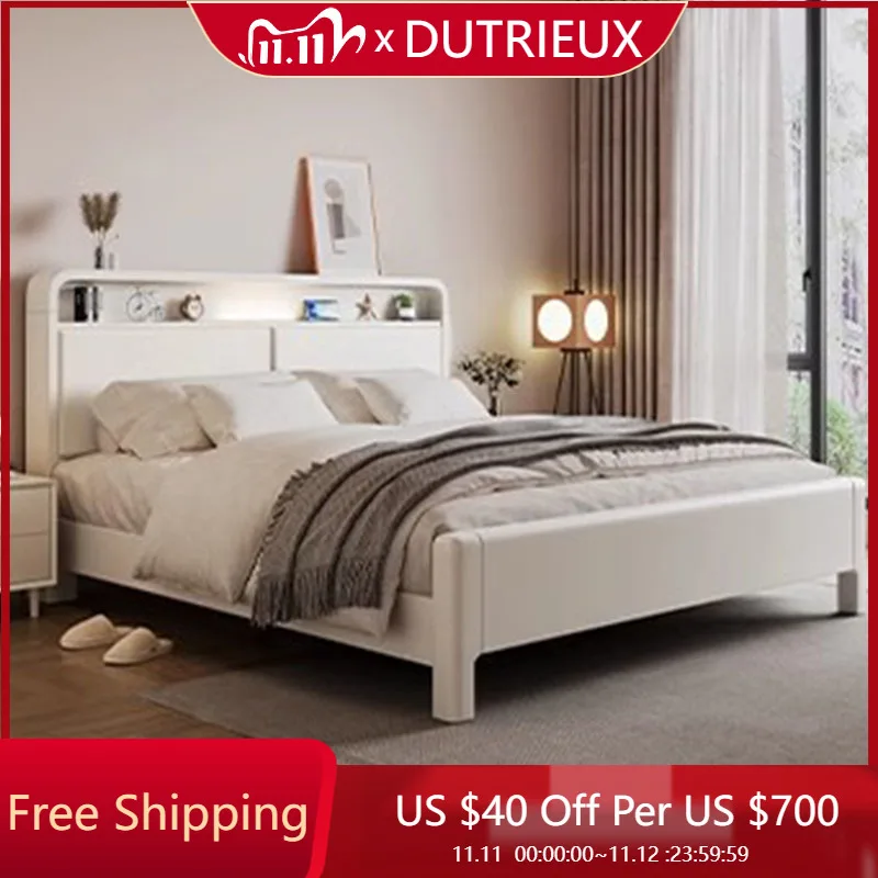 

Кремово-белая кровать в стиле фанк, сон, европейский сейф для отеля, модная профессиональная простая кровать-облако, винтажные украшения для комнаты Beliche