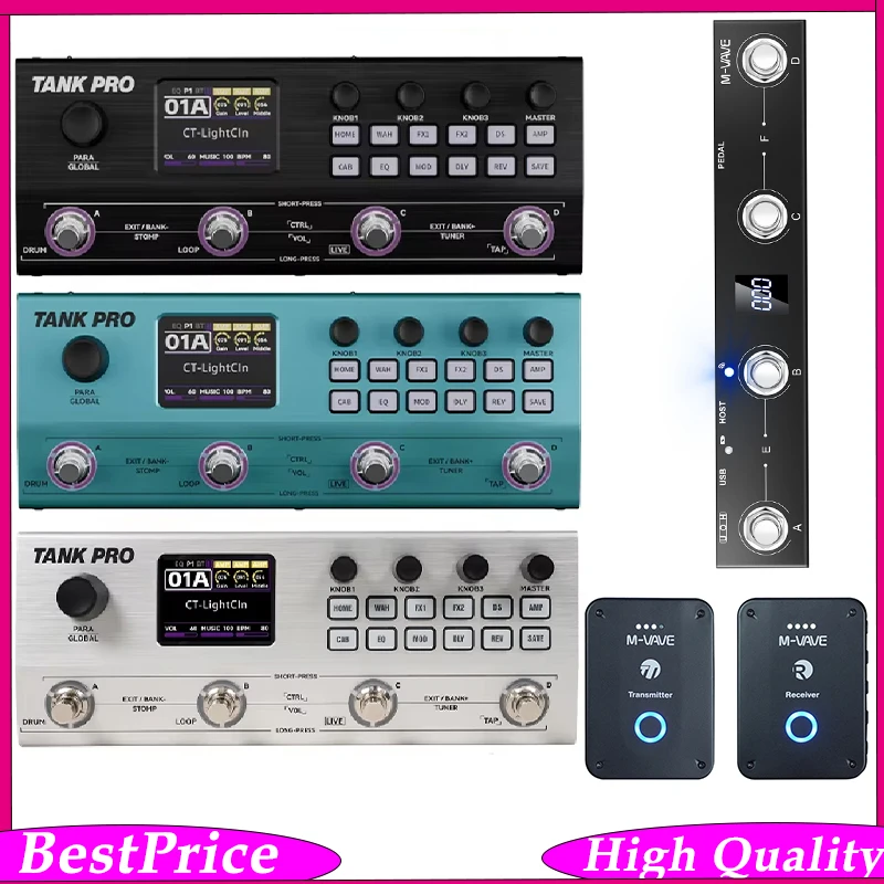 M-VAVE TANK Pro Electric Guitar Pedal with 90 Amp & Cab Models 300+ FX 120 Presets 150s Looper Drums XLR Recording Features