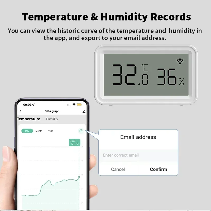 Sensor WiFi Tuya, Monitor inalámbrico de temperatura y humedad, hogar inteligente, Compatible con Smart Life, asistente de Google y Alexa