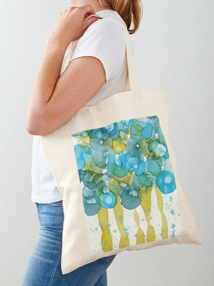 Citrus Blue Bouquet - Alcohol Ink Art Tote Bag shopper bag woman Fabric bag bags luxury women Canvas Tote