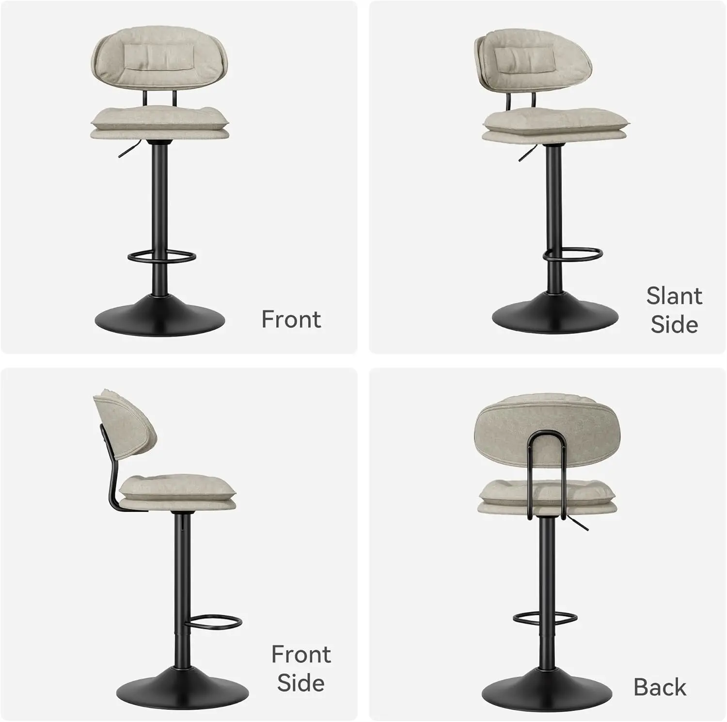 Bar Stools Set of 4,Modern Adjustable Swivel Counter Height Barstools for Kitchen Island,Double-Layer Upholstered Bar Chairs