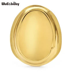 Wuli&baby Stainless Steel Oval Brooches For Women Unisex 2-color Suits Sweater Easy-match Geometric Brooch Pins Gifts