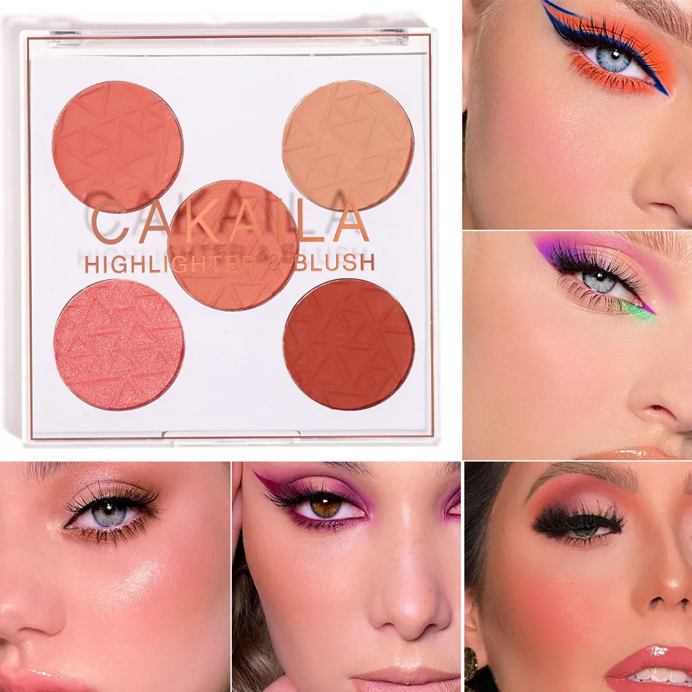 CAKAILA New 5 Colors Blush Palette Makeup Minerals Powder Glow Pearls Glow Pearls Blushe Pro Facial Shimmer Matte Blusher Pallet